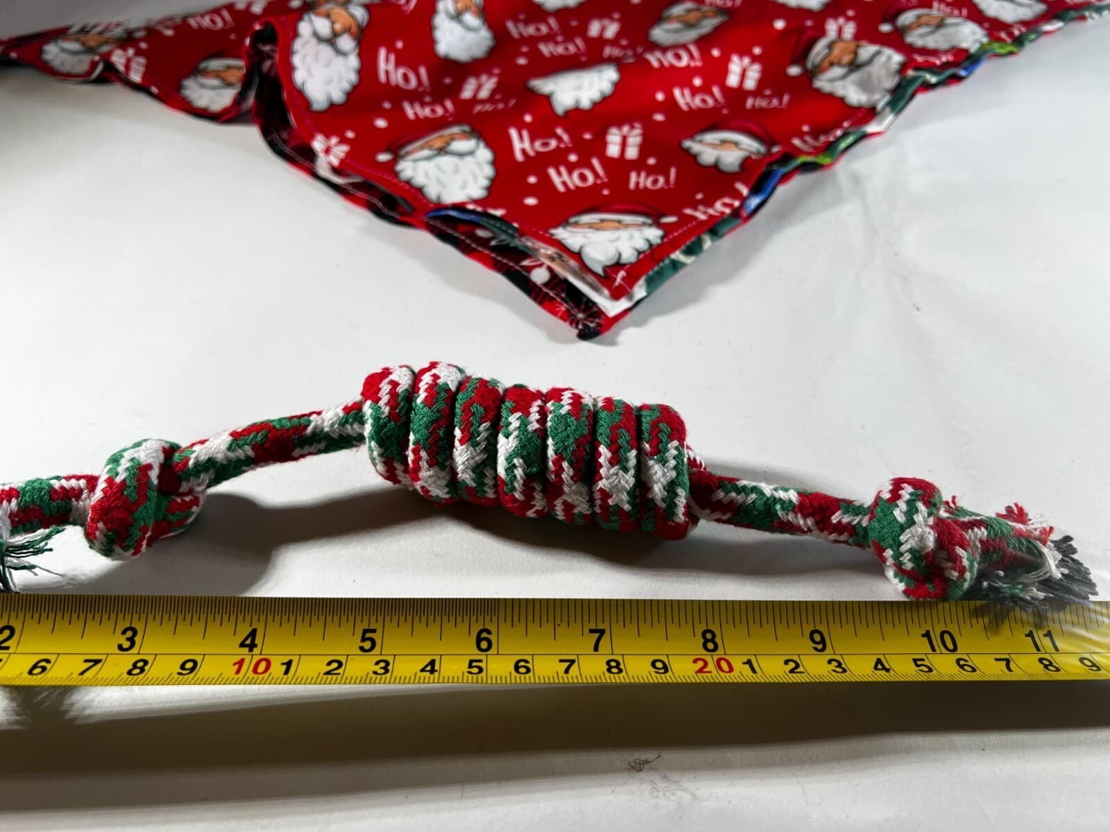 Christmas Holiday Pet Dog Bandana Scarf Set of 3 Plus Rope Toy Red Green NEW - Thumbnail 7