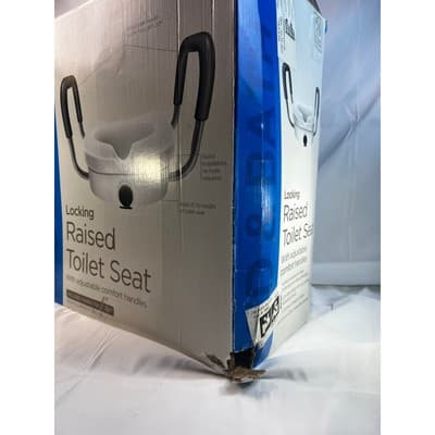 New Locking Raised Toilet Seat Equate IOB Adjustable Comfort Handles Homehealth - Thumbnail 5