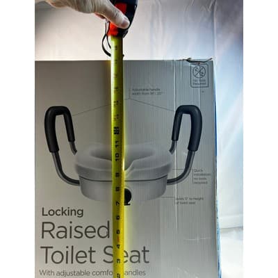 New Locking Raised Toilet Seat Equate IOB Adjustable Comfort Handles Homehealth - Thumbnail 14