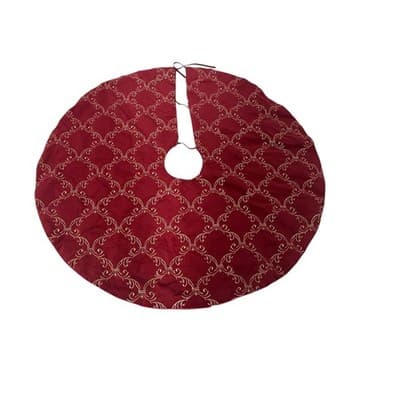Gorgeous Victorian Elegant Christmas Tree Skirt 55” Burgundy and Gold Design EUC - Thumbnail 4