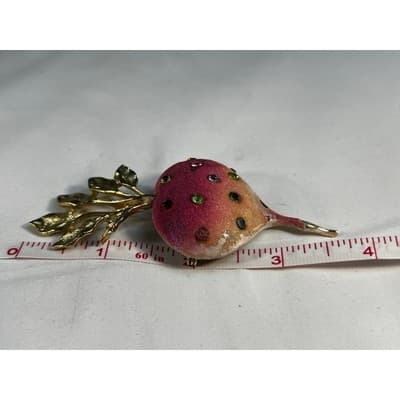 Vintage Radish Turnip Brooch Pin Multicolor Rhinestones Statement Jewelry RARE - Thumbnail 24