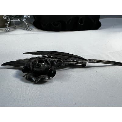 Vintage Jewelry Floral Leaves Flower Sterling Silver Brooch Pin 4" Art Deco - Thumbnail 22