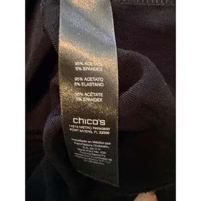 Chico’s Women's Cold Shoulder Cut Outs Boat Neckline Long Sleeves Top Black S - Thumbnail 7