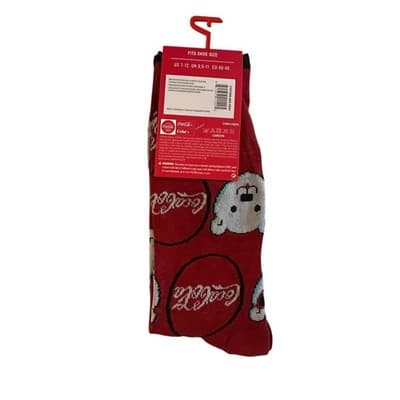 NEW Coca-Cola Coke Soda Novelty Socks Polar Bears Red 1 Pair - Thumbnail 2