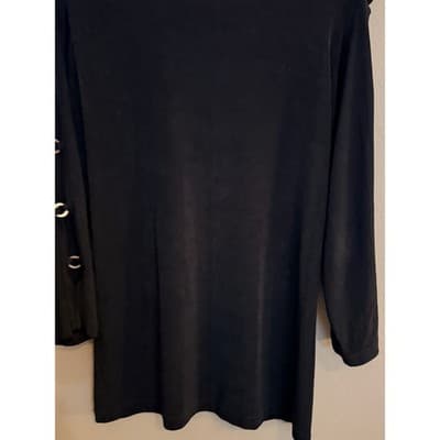 Chico’s Women's Cold Shoulder Cut Outs Boat Neckline Long Sleeves Top Black S - Thumbnail 6