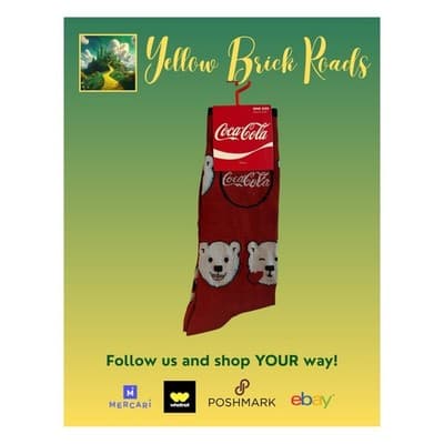 NEW Coca-Cola Coke Soda Novelty Socks Polar Bears Red 1 Pair - Thumbnail 3