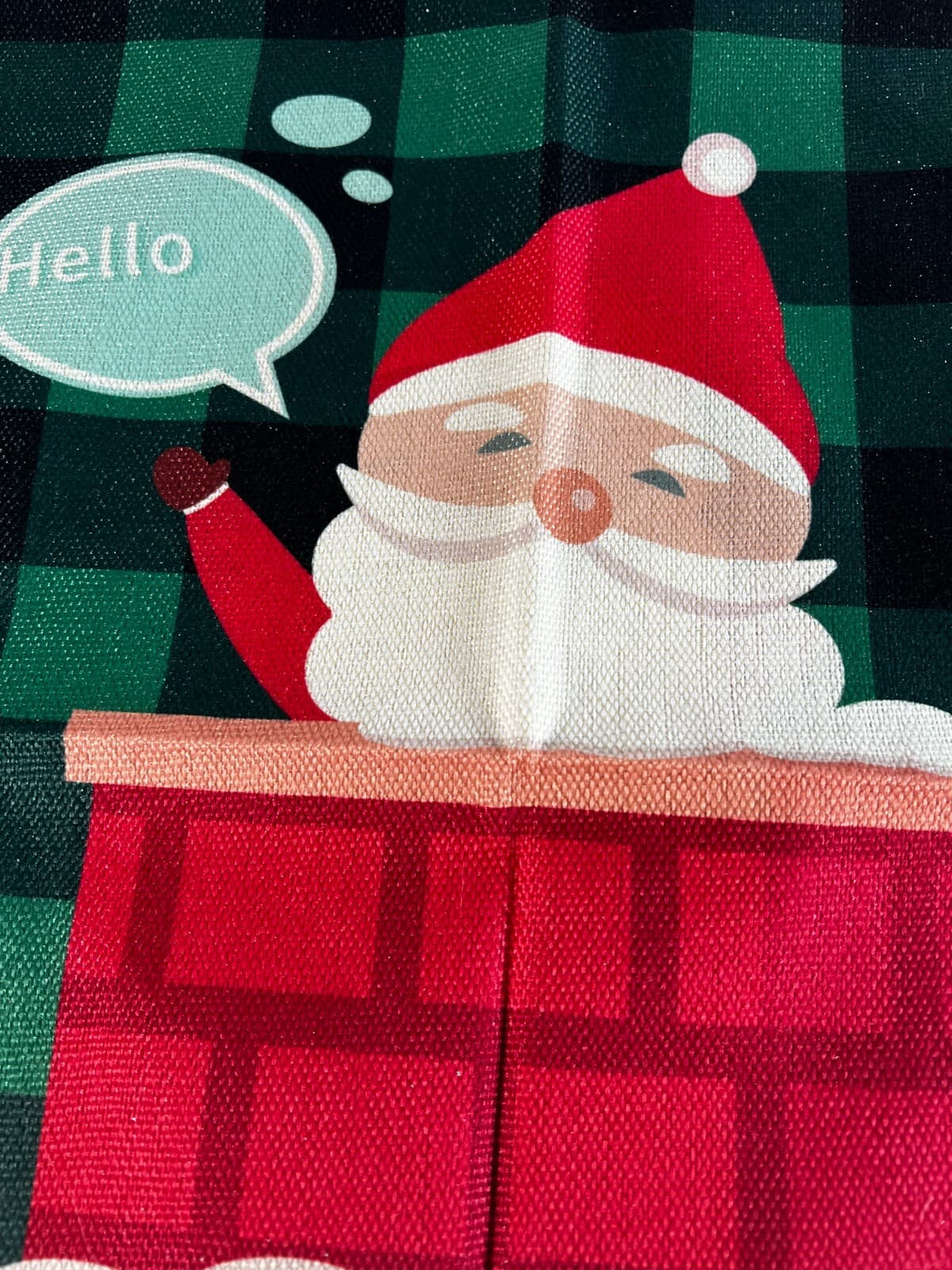 Christmas Pillow Cover Zipper Canvas Fabric Holiday Hello Santa Chimney NEW - Thumbnail 2