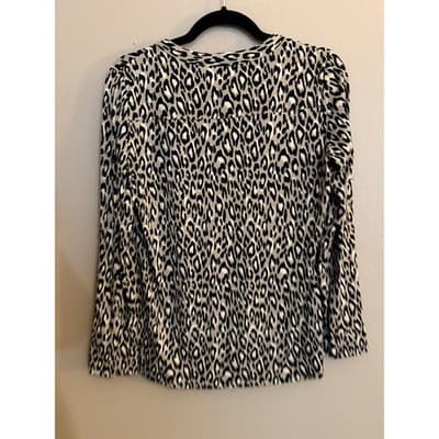 Dana Buchman Leopard Print Women’s Small Button Front Long Sleeve Top EUC - Thumbnail 10