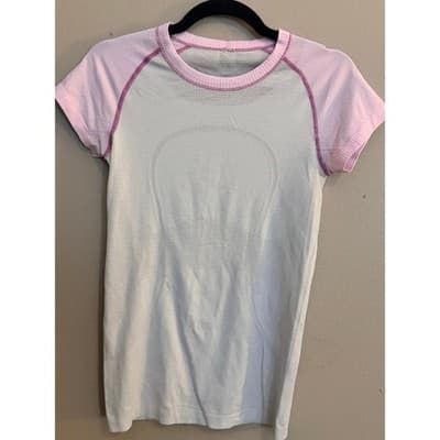 Lululemon Swiftly Tech Short Sleeve Shirt White Pink Athletic Top Women’s S EUC - Thumbnail 2