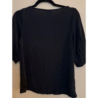 H&M Women's Jersey Crepe Puff Short Sleeve Boat Neck Blouse Black Small NWOT - Thumbnail 12