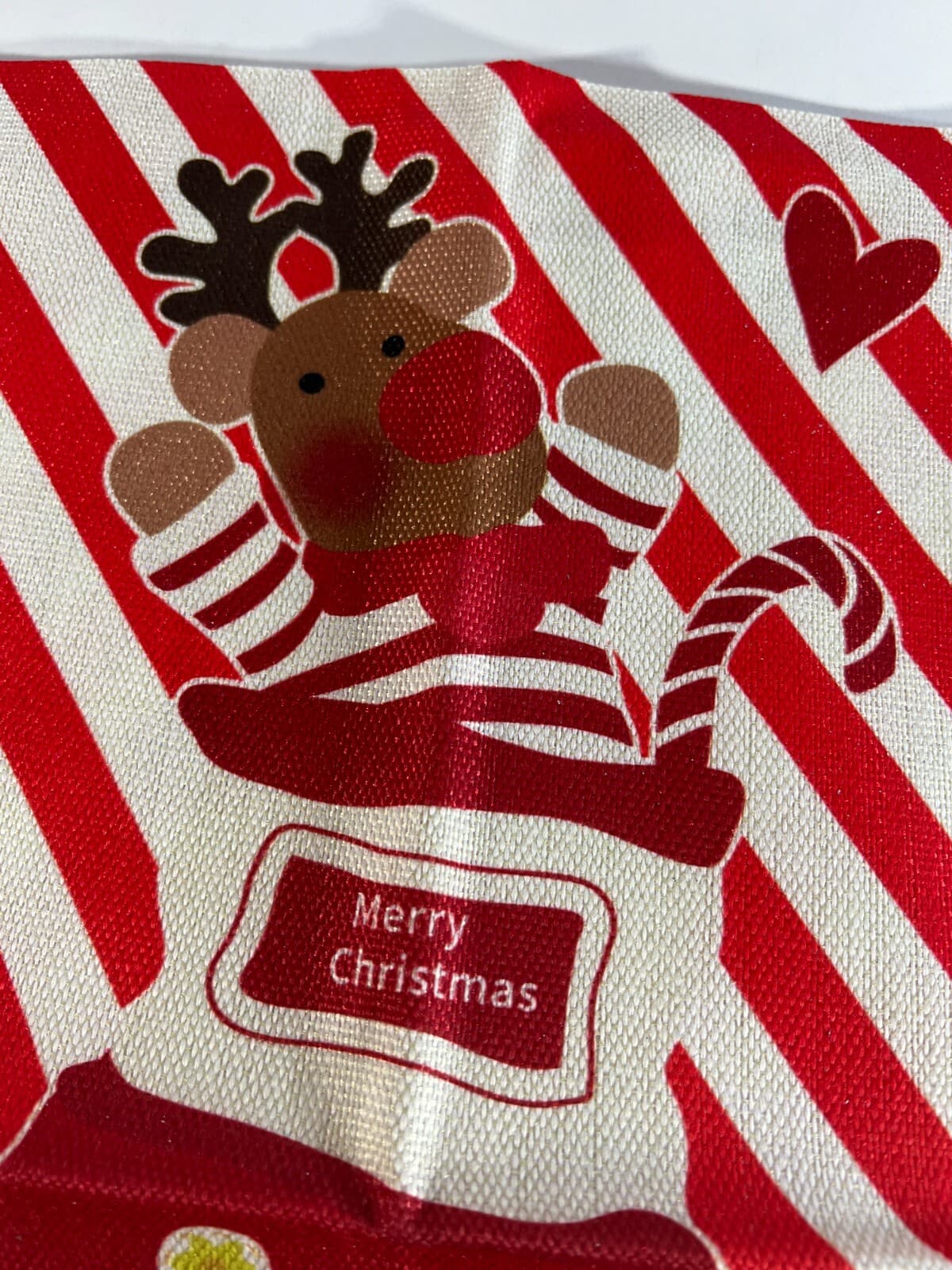 Christmas Pillow Cover Zipper Canvas Fabric Holiday Square Stocking Moose New - Thumbnail 2