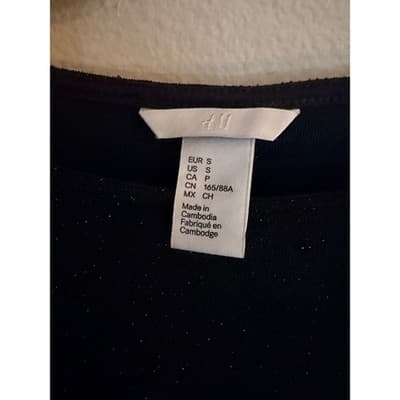 H&M Women's Jersey Crepe Puff Short Sleeve Boat Neck Blouse Black Small NWOT - Thumbnail 8