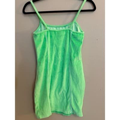iets frans Green Velour Mini Slip Dress Spaghetti Strap Bodycon Women’s S NWOT - Thumbnail 11