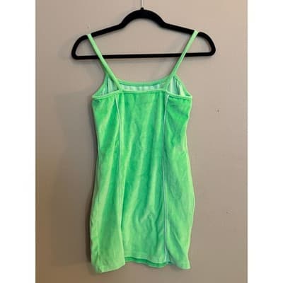 iets frans Green Velour Mini Slip Dress Spaghetti Strap Bodycon Women’s S NWOT - Thumbnail 10