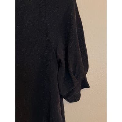 H&M Women's Jersey Crepe Puff Short Sleeve Boat Neck Blouse Black Small NWOT - Thumbnail 5