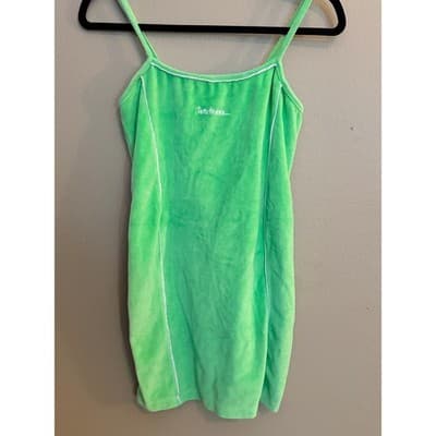 iets frans Green Velour Mini Slip Dress Spaghetti Strap Bodycon Women’s S NWOT - Thumbnail 3