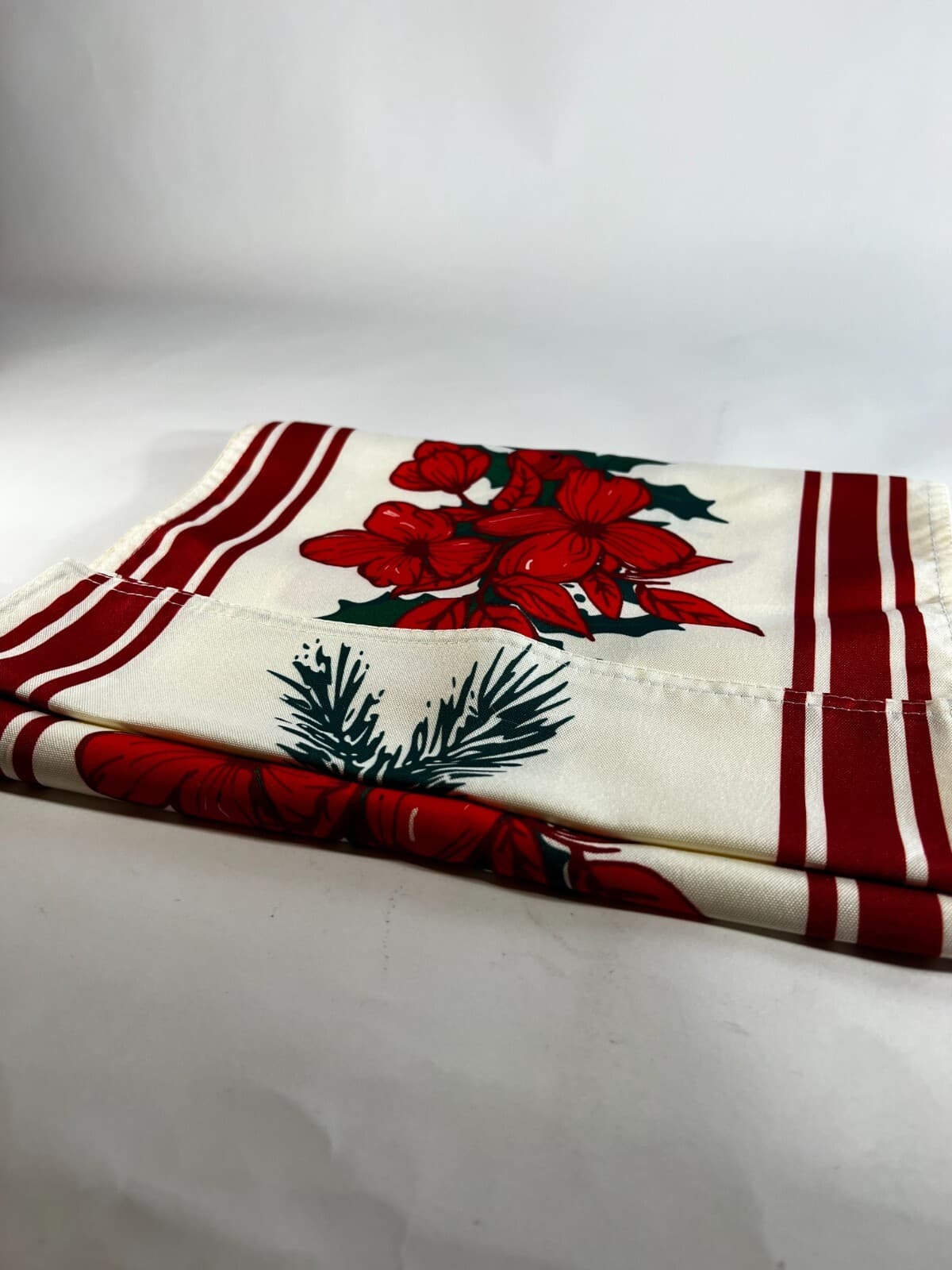 Holiday Table Runner Poinsettia Bells Red Gold Christmas Cloth 6 ft Softalker - Thumbnail 9