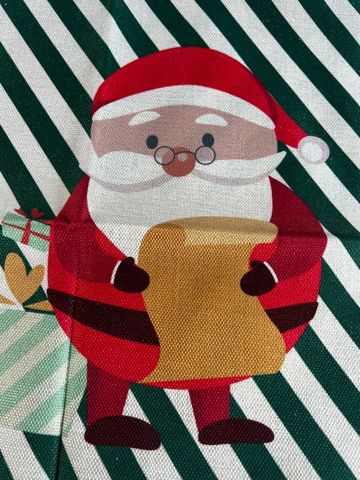 Christmas Pillow Cover Zipper Canvas Fabric Holiday Square Santa List NEW - Thumbnail 3