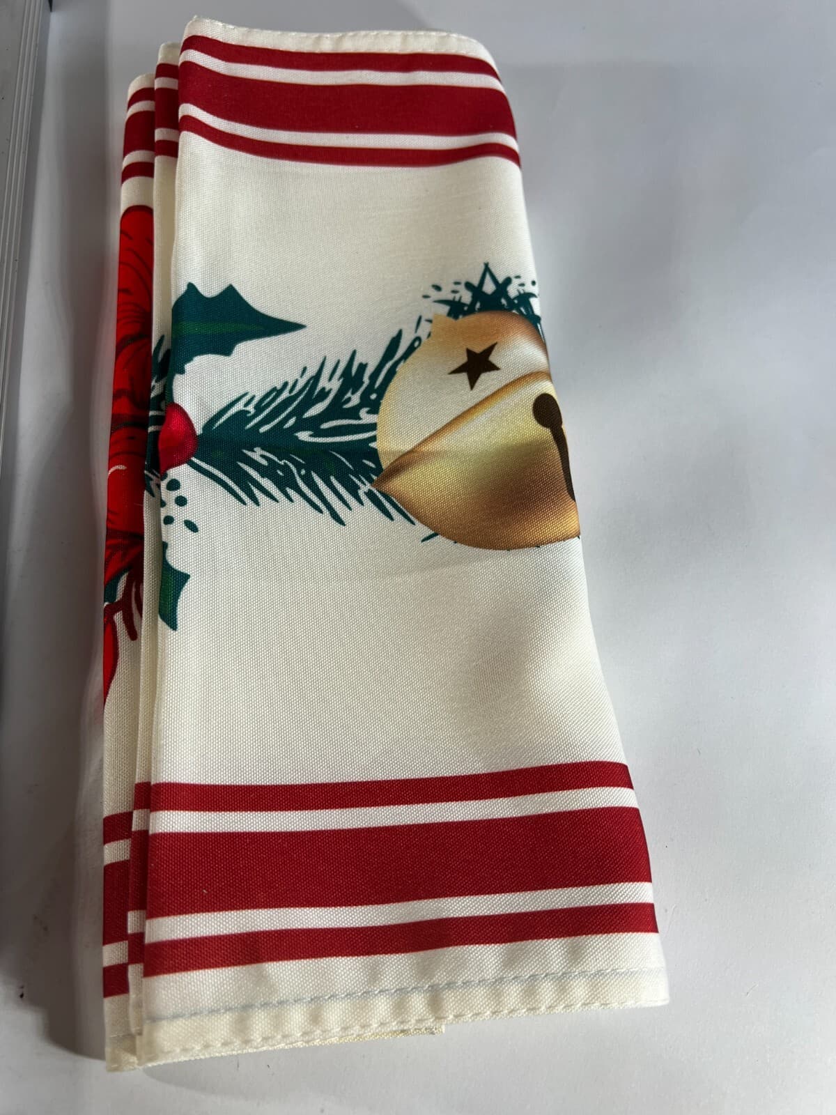 Holiday Table Runner Poinsettia Bells Red Gold Christmas Cloth 6 ft Softalker - Thumbnail 10