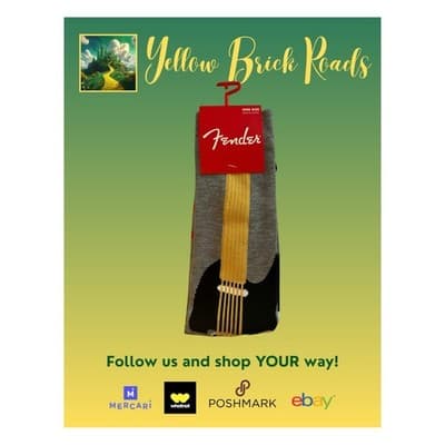 NEW Fender Guitar Novelty Socks Gray - Thumbnail 3