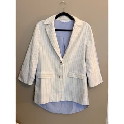 English Factory Spring Summer Pinstripe Blazer Jacket White Small NWOT