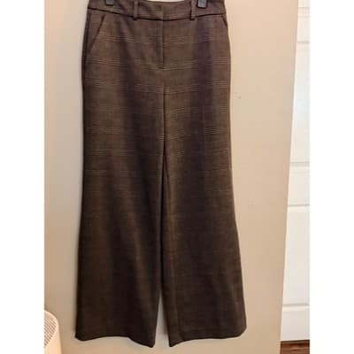 Simply Vera Wang Plaid Wide Leg Pants Women’s Size 6 Dress Slacks Brown EUC - Thumbnail 2