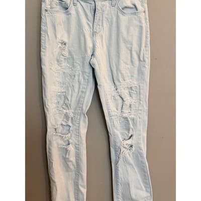 Pilcro Distressed Boyfriend Jeans Women’s Size 27 Light Wash Slim EUC - Thumbnail 2