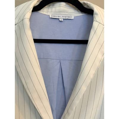 English Factory Spring Summer Pinstripe Blazer Jacket White Small NWOT - Thumbnail 4