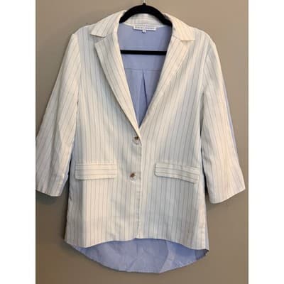 English Factory Spring Summer Pinstripe Blazer Jacket White Small NWOT - Thumbnail 2