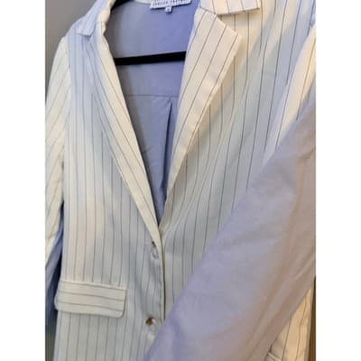 English Factory Spring Summer Pinstripe Blazer Jacket White Small NWOT - Thumbnail 6
