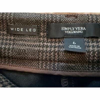 Simply Vera Wang Plaid Wide Leg Pants Women’s Size 6 Dress Slacks Brown EUC - Thumbnail 14