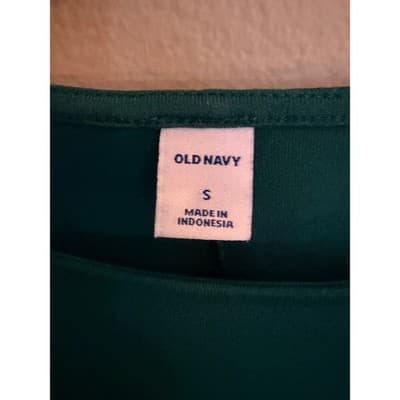 Old Navy Long-Sleeve Jersey-Knit Mini Swing Crew Neckline Dress Green Small EUC - Thumbnail 4
