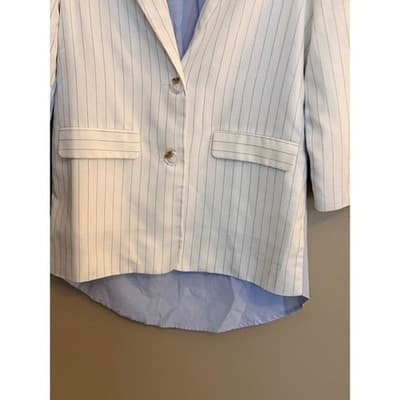 English Factory Spring Summer Pinstripe Blazer Jacket White Small NWOT - Thumbnail 3