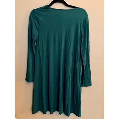 Old Navy Long-Sleeve Jersey-Knit Mini Swing Crew Neckline Dress Green Small EUC - Thumbnail 6
