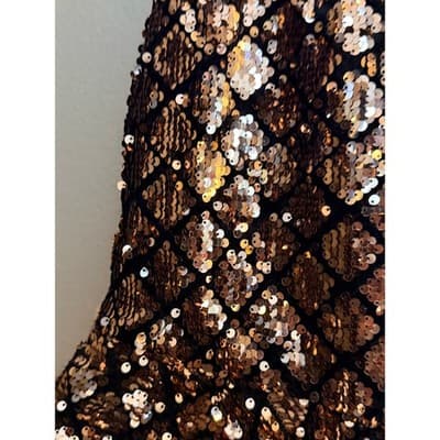Forever 21 Sequin Mini Skirt Ruffle Hem A Line Women’s Small Gold Black NWOT - Thumbnail 5