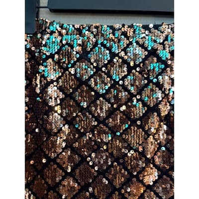 Forever 21 Sequin Mini Skirt Ruffle Hem A Line Women’s Small Gold Black NWOT - Thumbnail 6