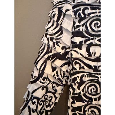 Notations Ruffle Row Blouse Women’s Small Black White 3/4 Sleeve Pull Over Top - Thumbnail 7