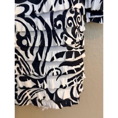 Notations Ruffle Row Blouse Women’s Small Black White 3/4 Sleeve Pull Over Top - Thumbnail 4