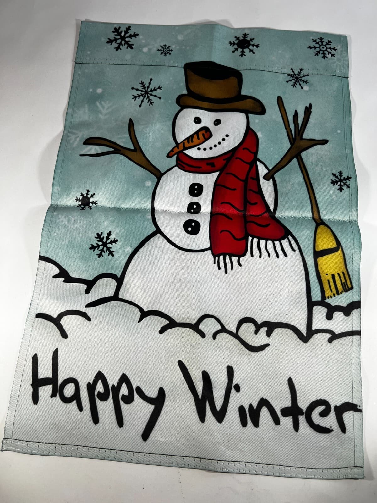 Happy Winter Yard Flag Snowman Holiday Christmas Decor NEW Snowflakes - Thumbnail 4