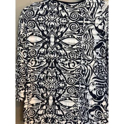 Notations Ruffle Row Blouse Women’s Small Black White 3/4 Sleeve Pull Over Top - Thumbnail 9
