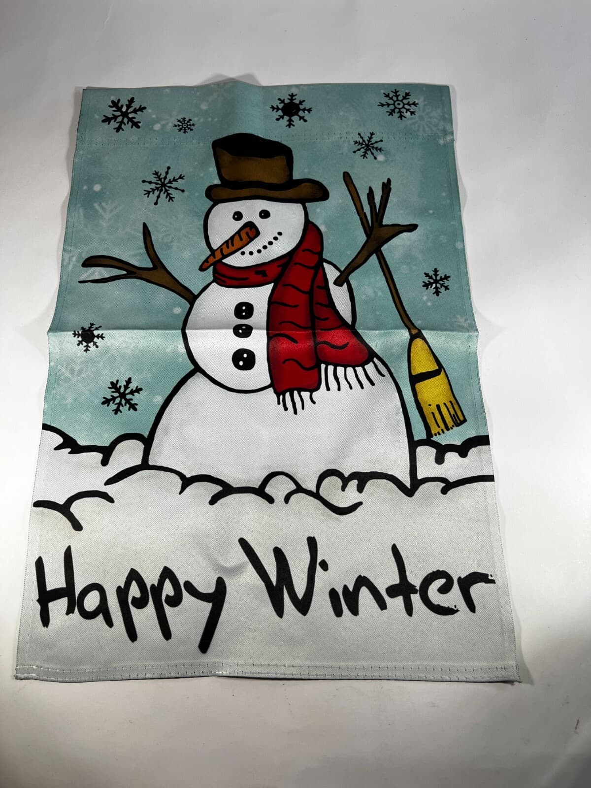 Happy Winter Yard Flag Snowman Holiday Christmas Decor NEW Snowflakes - Thumbnail 2