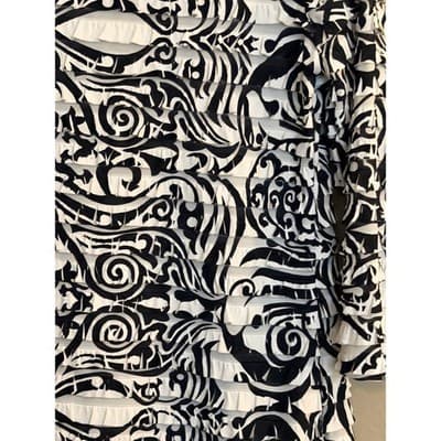 Notations Ruffle Row Blouse Women’s Small Black White 3/4 Sleeve Pull Over Top - Thumbnail 10