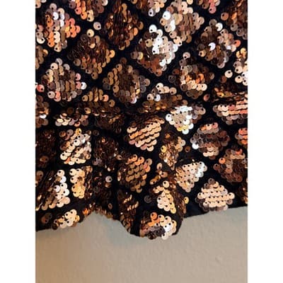 Forever 21 Sequin Mini Skirt Ruffle Hem A Line Women’s Small Gold Black NWOT - Thumbnail 3