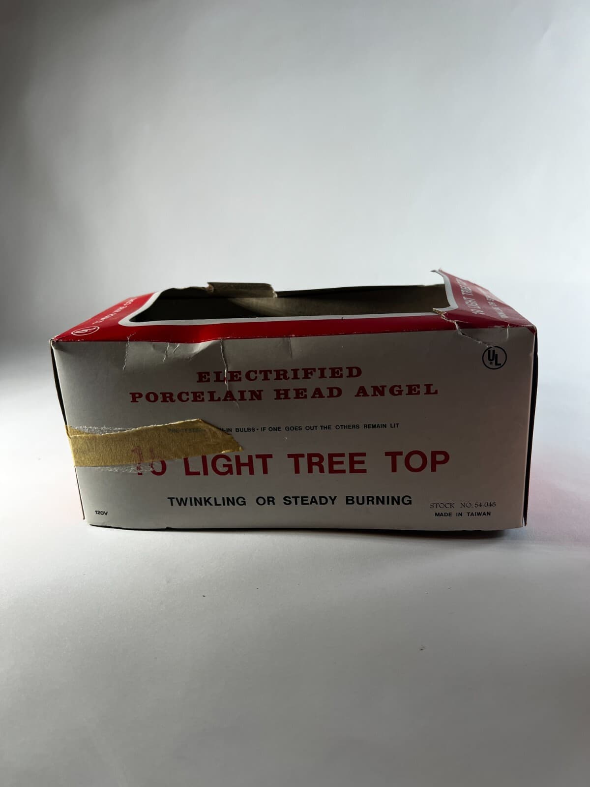Vintage Lighted Angel Christmas Tree Topper Works Porcelain Face in Original Box - Thumbnail 14