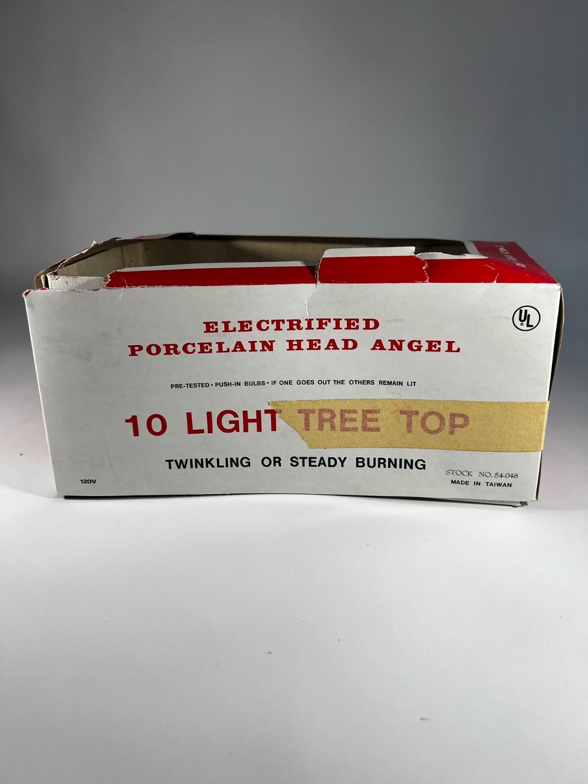 Vintage Lighted Angel Christmas Tree Topper Works Porcelain Face in Original Box - Thumbnail 16