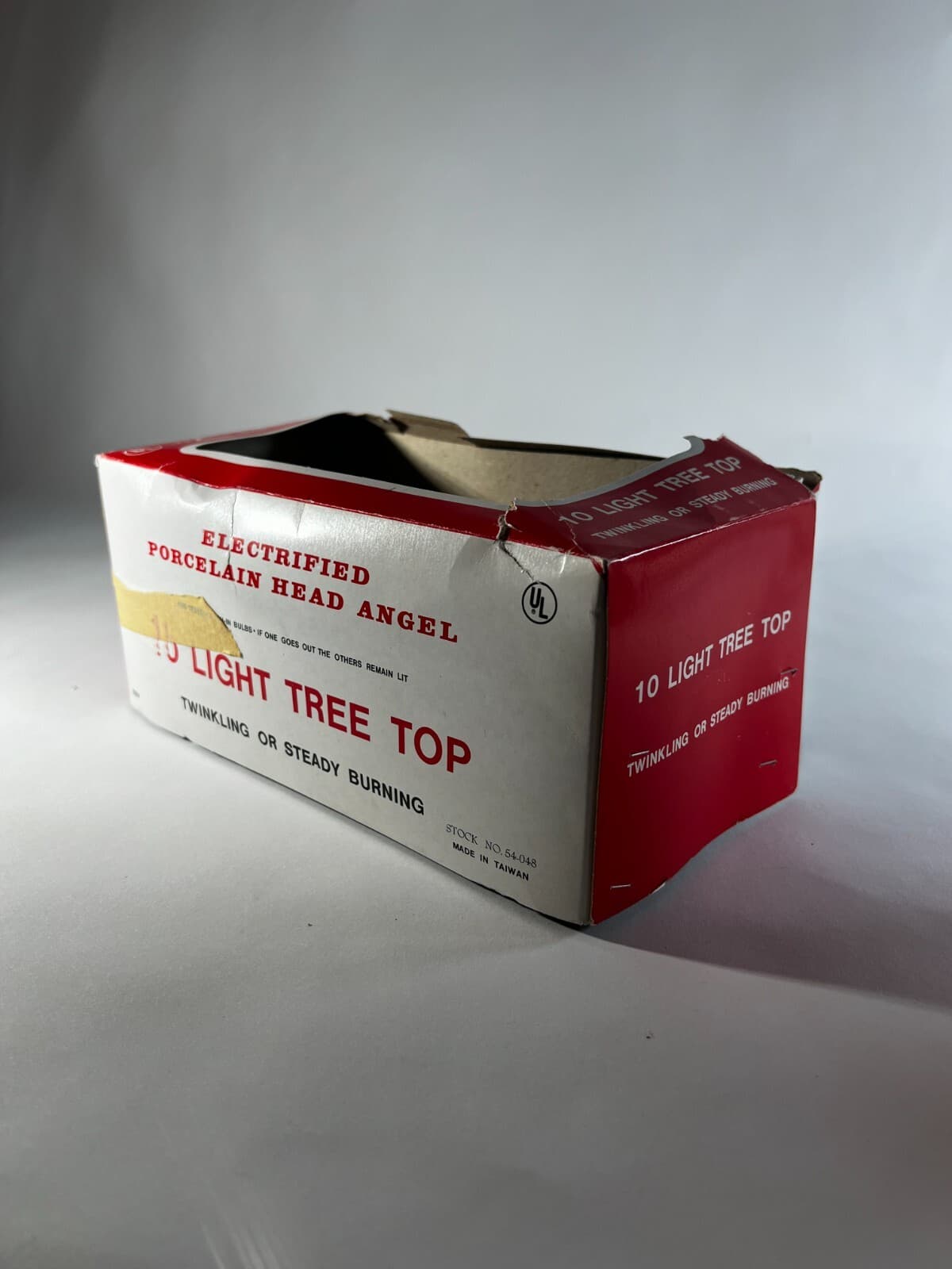 Vintage Lighted Angel Christmas Tree Topper Works Porcelain Face in Original Box - Thumbnail 13