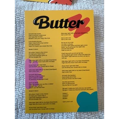 BTS Butter Cream CD Photocard Lyric Cards Folded Message Card Album Set 2021 - Thumbnail 4