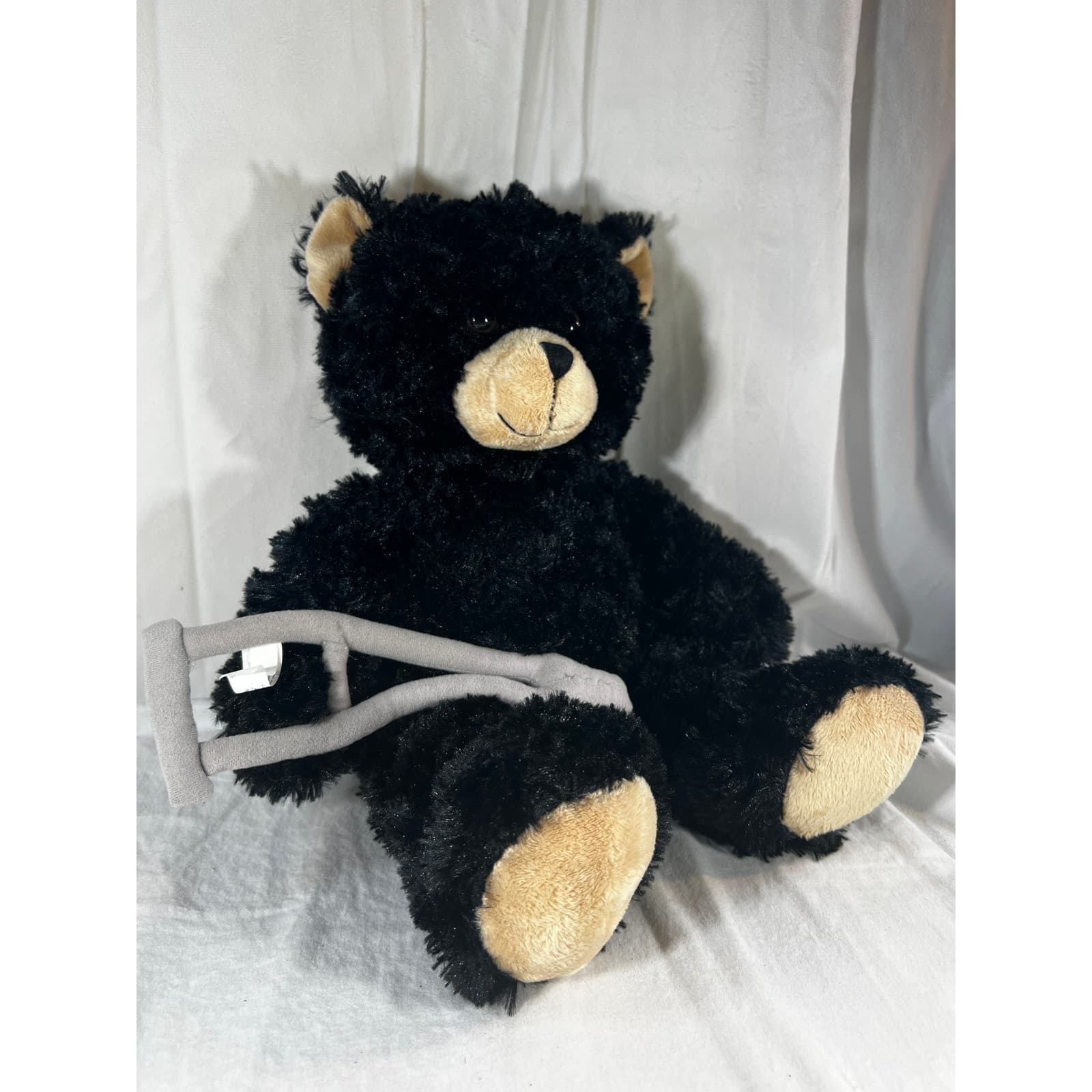 Build A Bear Workshop Black Bear with Soft Crutch 2010 Plush Stuffed Toy 16" - Thumbnail 4