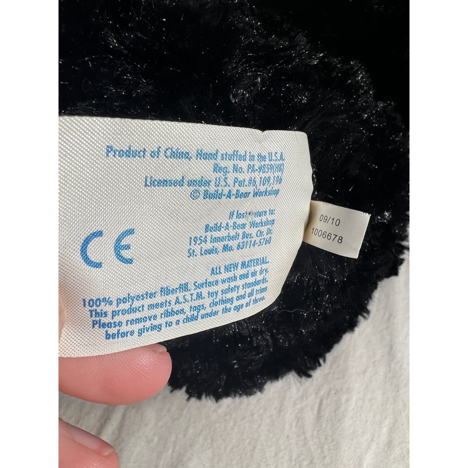 Build A Bear Workshop Black Bear with Soft Crutch 2010 Plush Stuffed Toy 16" - Thumbnail 13