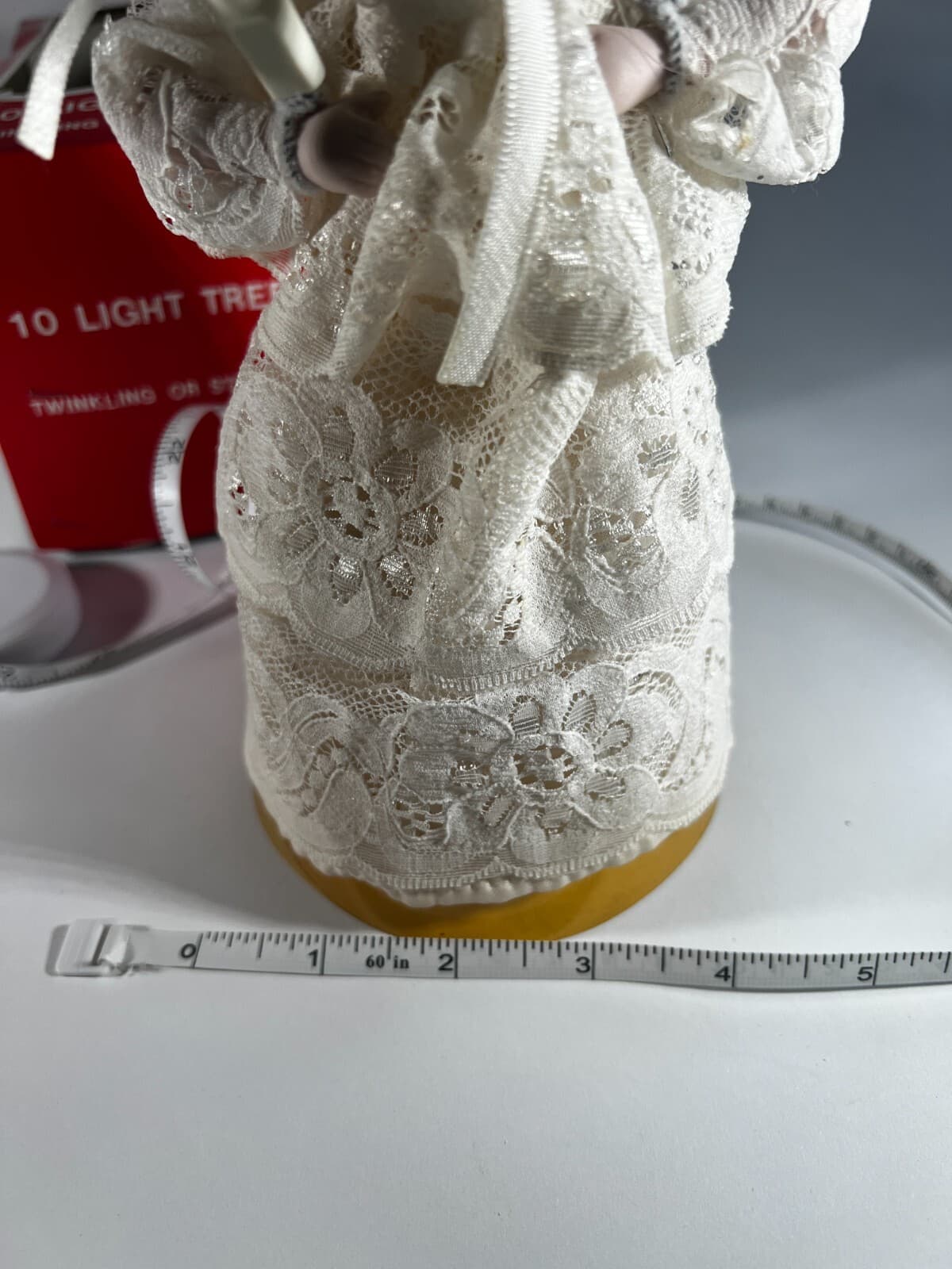 Vintage Lighted Angel Christmas Tree Topper Works Porcelain Face in Original Box - Thumbnail 23
